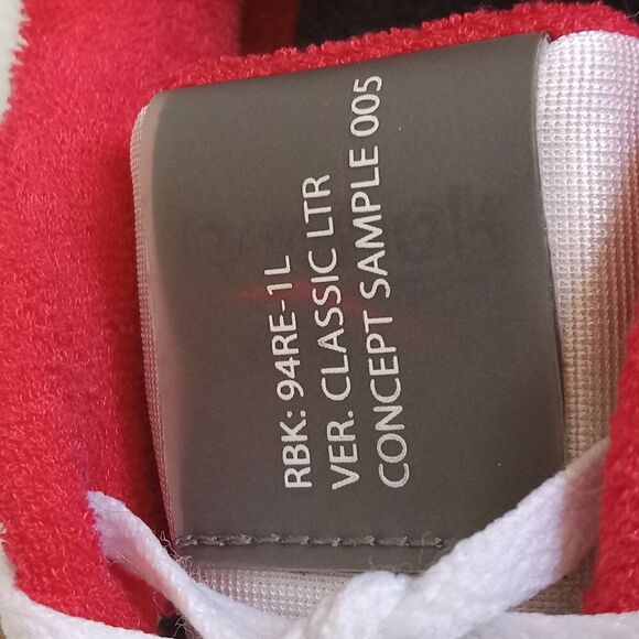 Reebok Red and White 94RE-1L Classic LTR Concept Sample 005 Sneakers Men's 6.5 - Picture 6 of 12